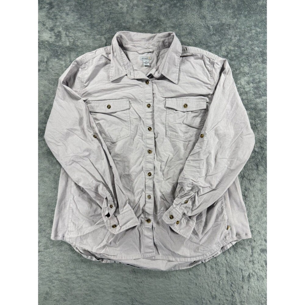 Carhartt Women’s 2X Long‎ Sleeve Button Down Dual Pockets Roll Sleeves